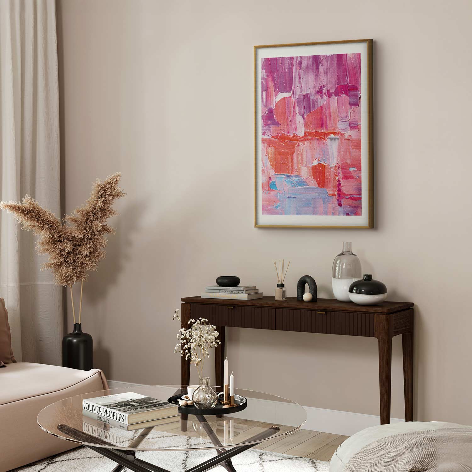 Abstract Pink and Purple Brushstrokes Poster