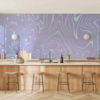 Sea Abstraction Wall Mural with Wavy Shapes
