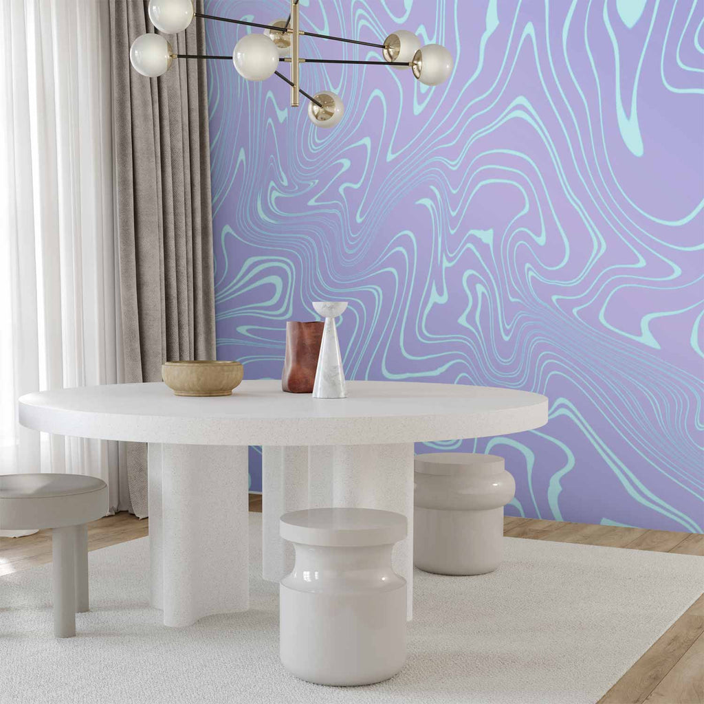 Blue Wavy Sea Abstraction Wall Mural
