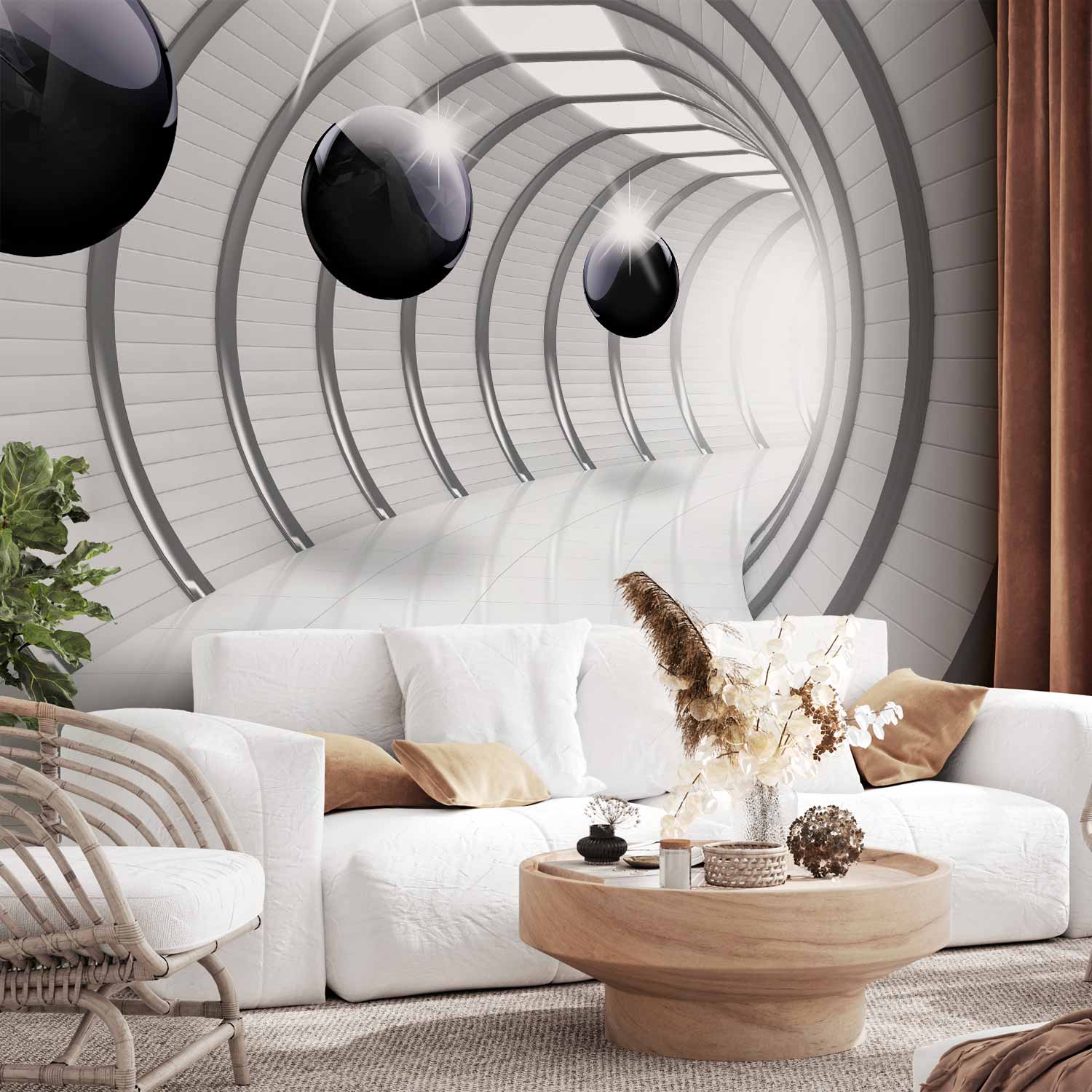 Futuristic 3D Tunnel Wall Mural