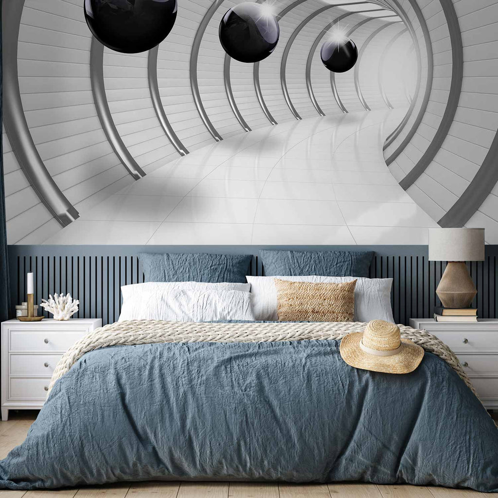 Futuristic 3D Tunnel Wall Mural