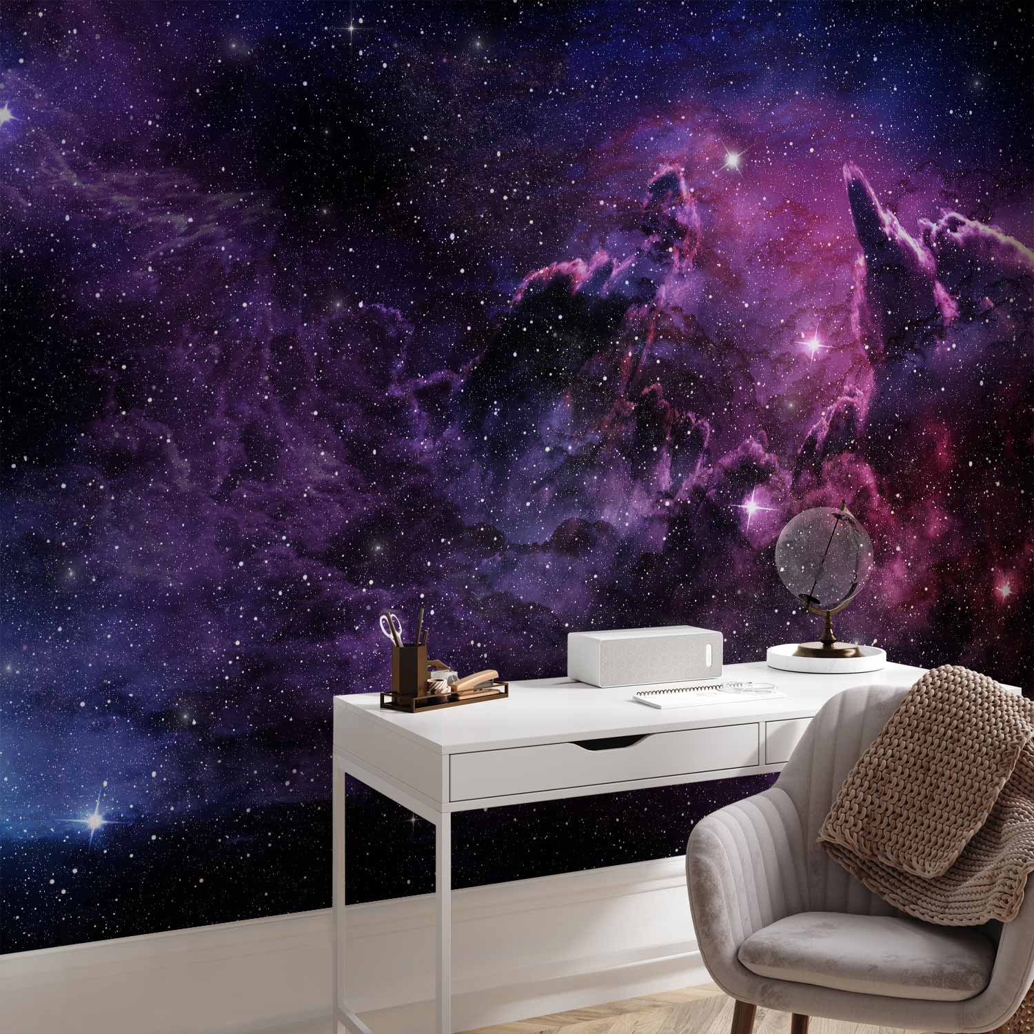 Purple Nebula Space Wall Mural
