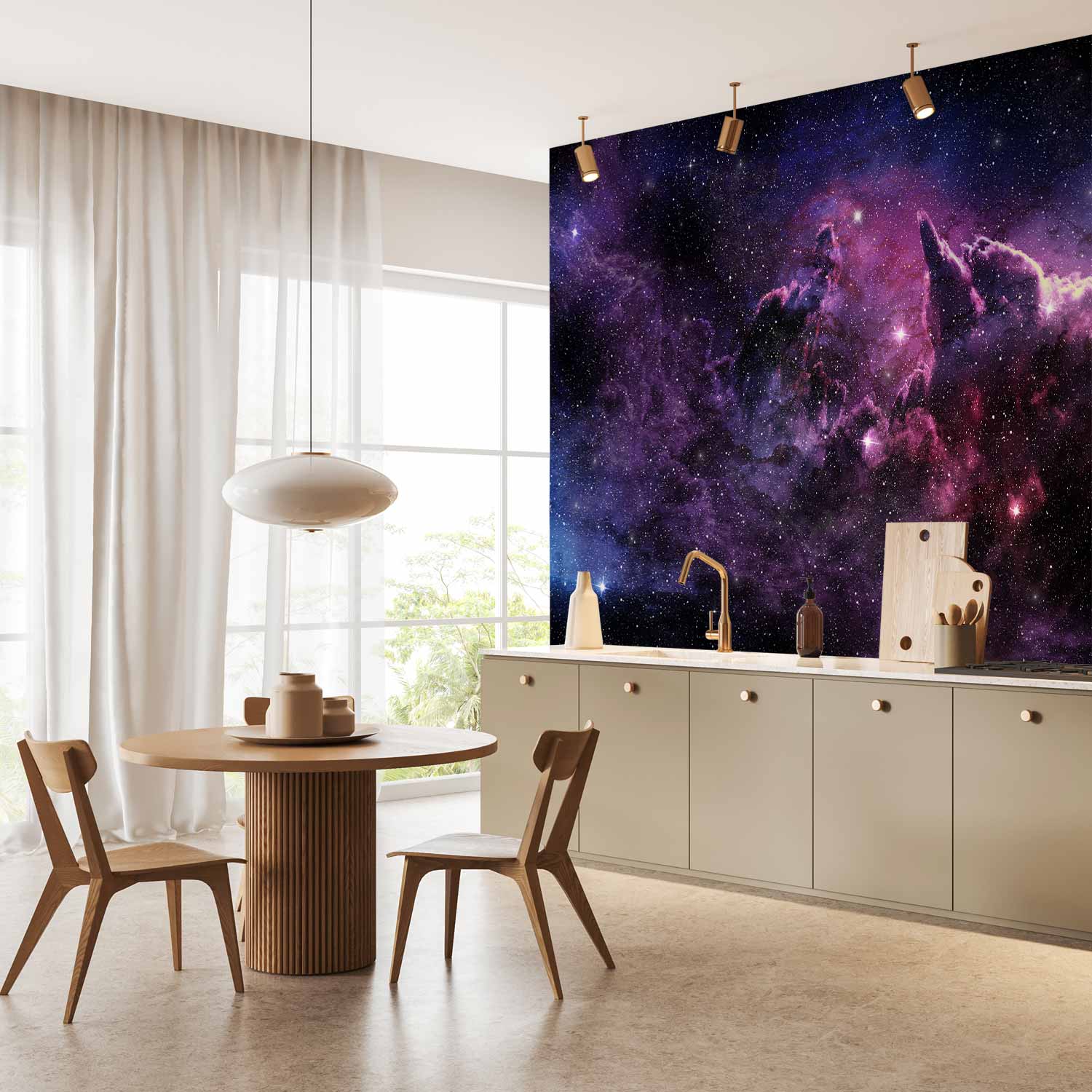Purple Nebula Space Wall Mural