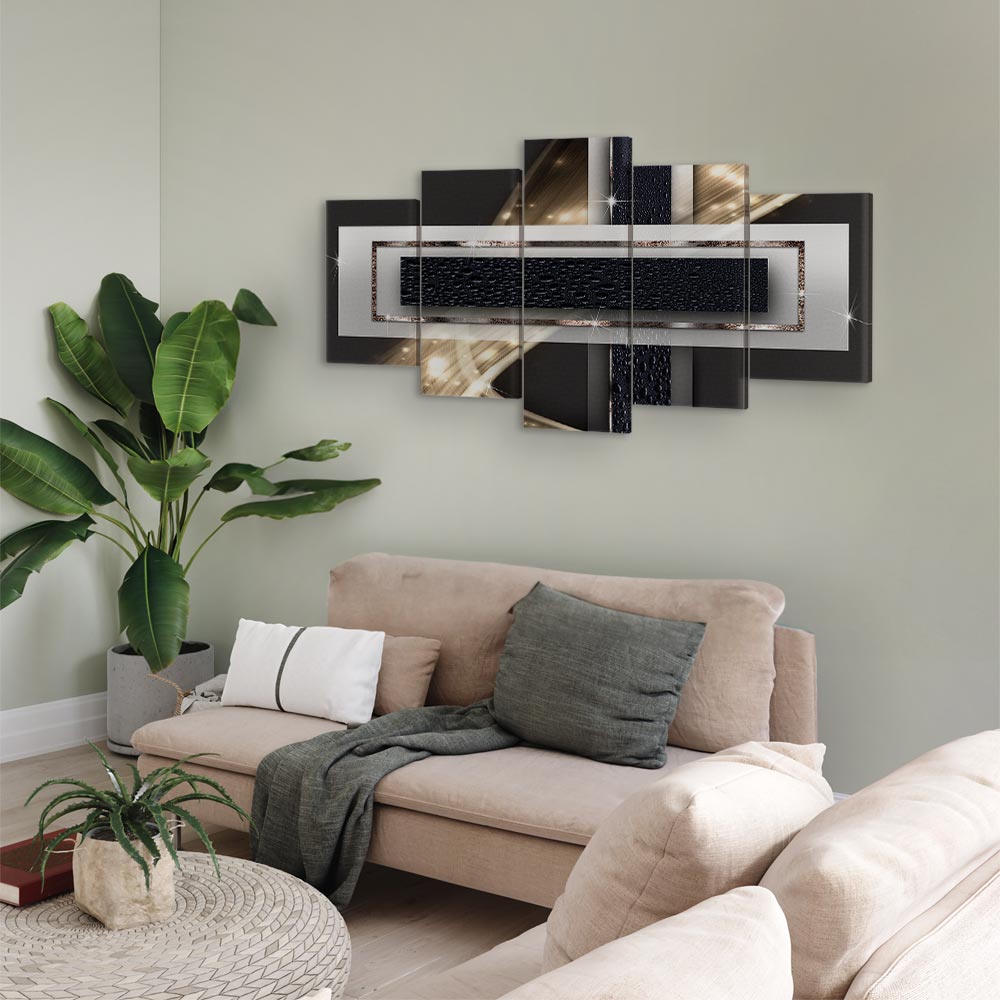 Night Storm Abstract Geometric Canvas Print