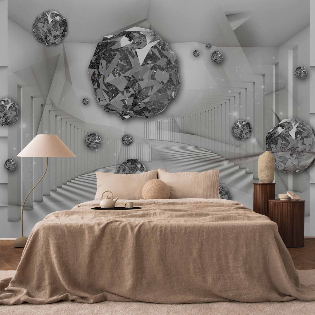 3D Diamond Corridor Geometric Wall Mural