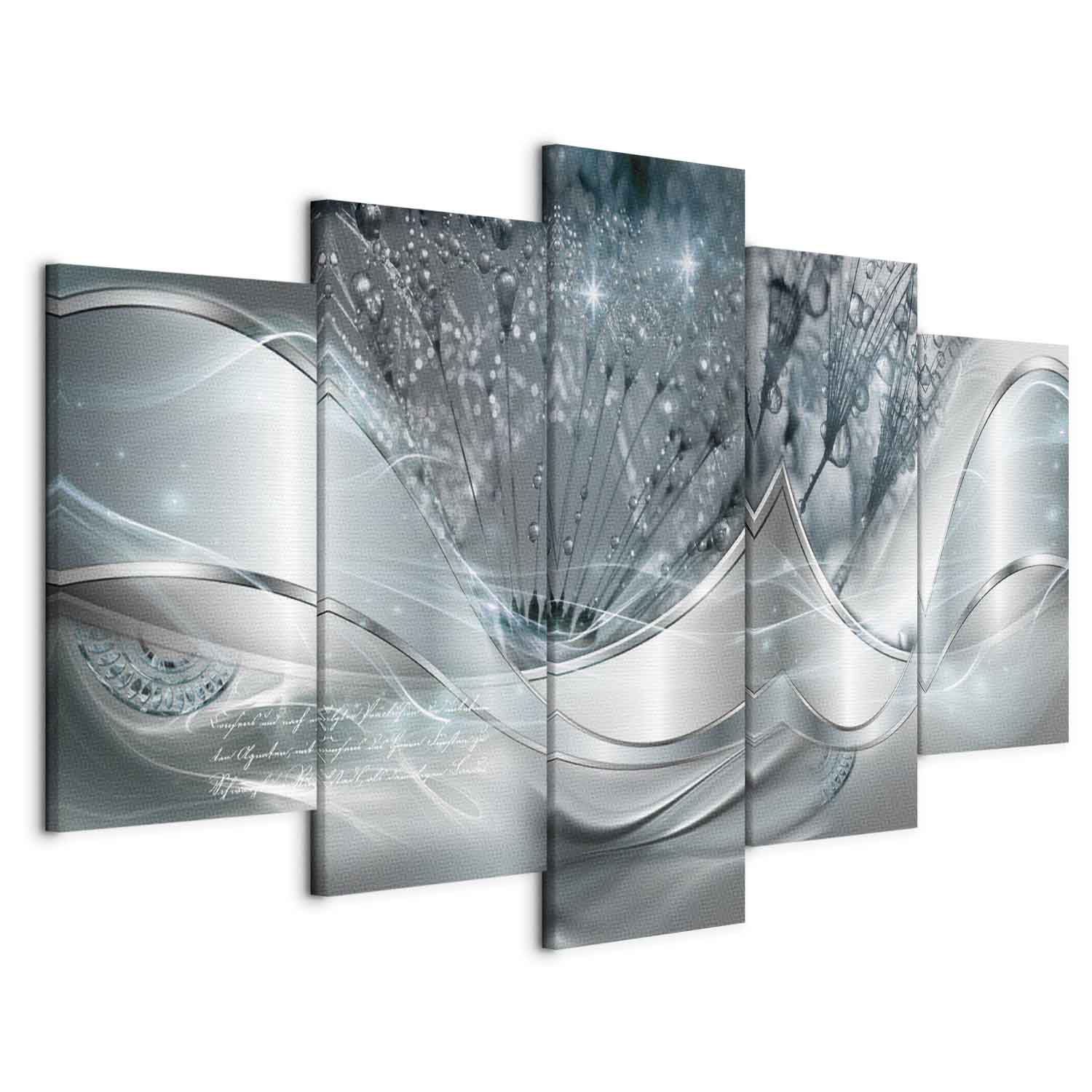 Sparkling Blue Dandelions Abstract Canvas Print (5 Parts)
