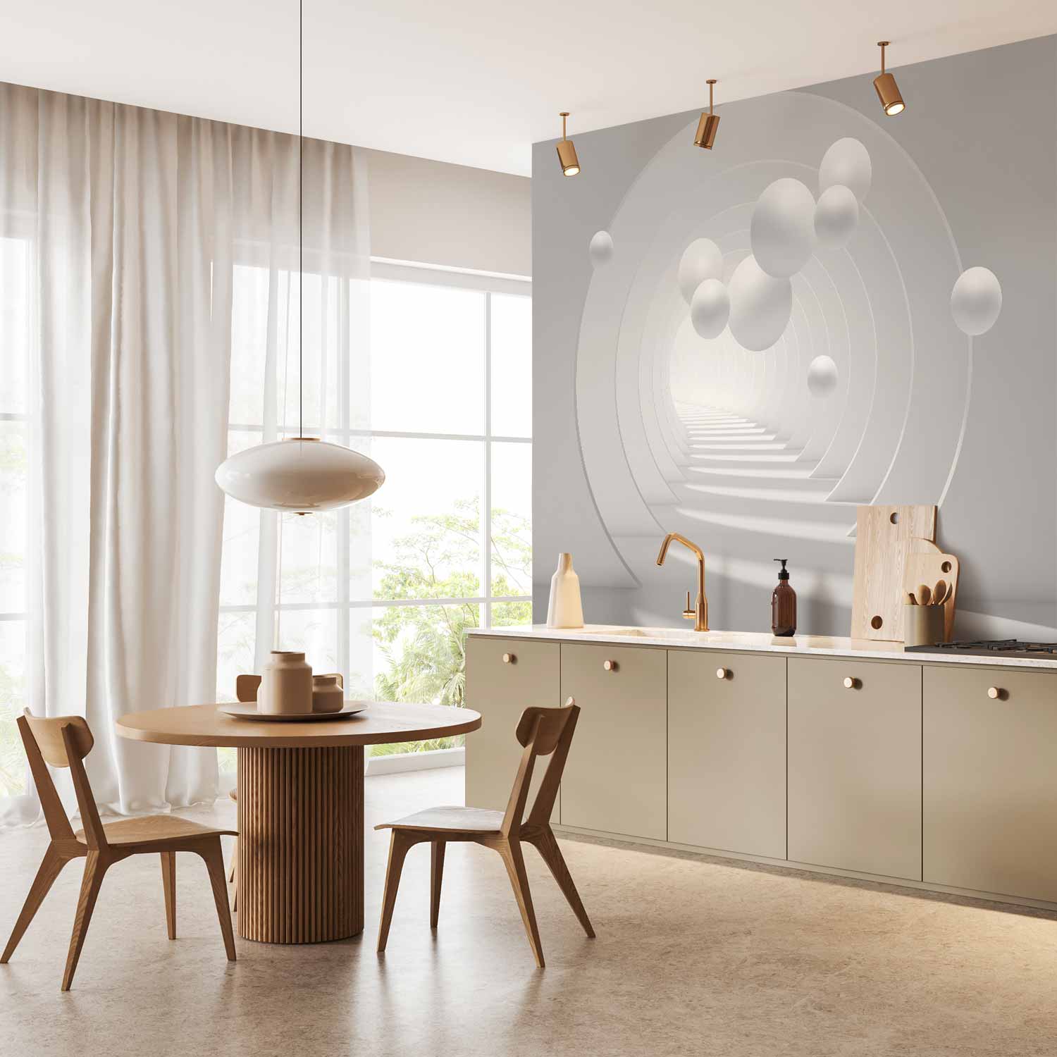 Abstract 3D Tunnel Wall Mural