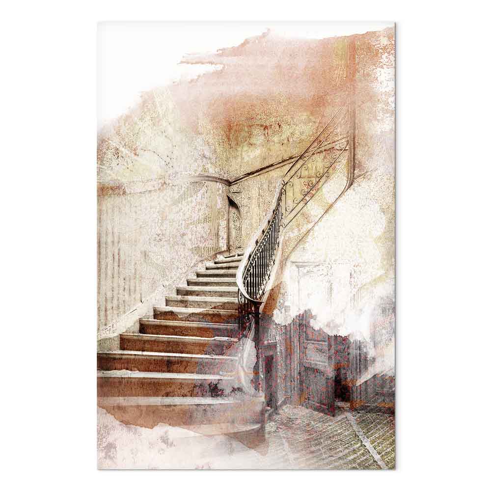 Vintage Wooden Staircase Architecture Canvas Print