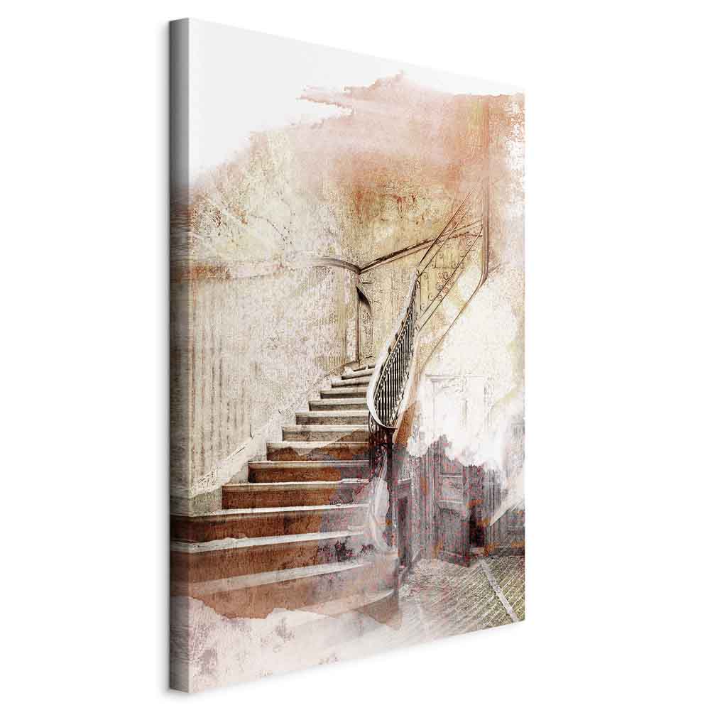 Vintage Wooden Staircase Architecture Canvas Print