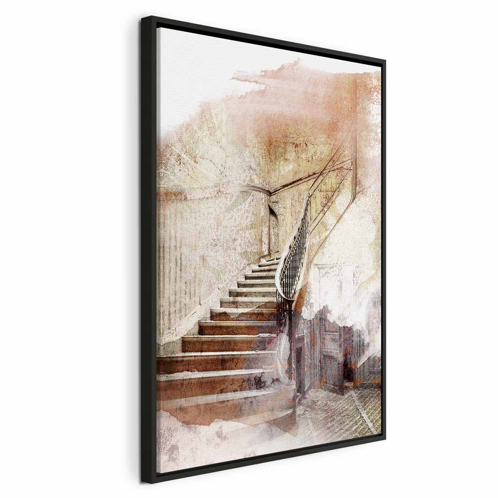 Vintage Wooden Staircase Architecture Canvas Print