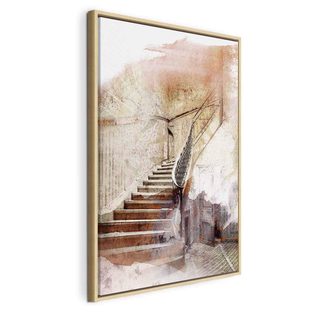 Vintage Wooden Staircase Architecture Canvas Print