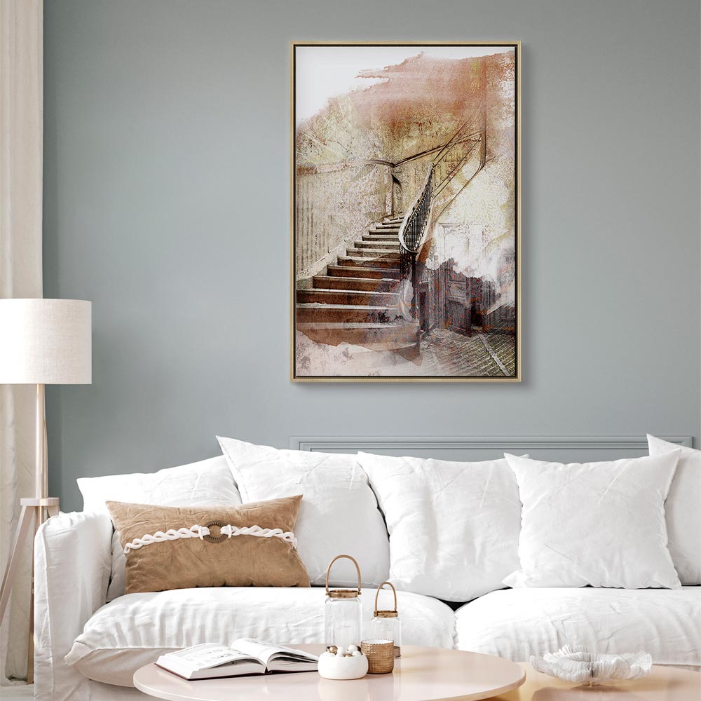 Vintage Wooden Staircase Architecture Canvas Print