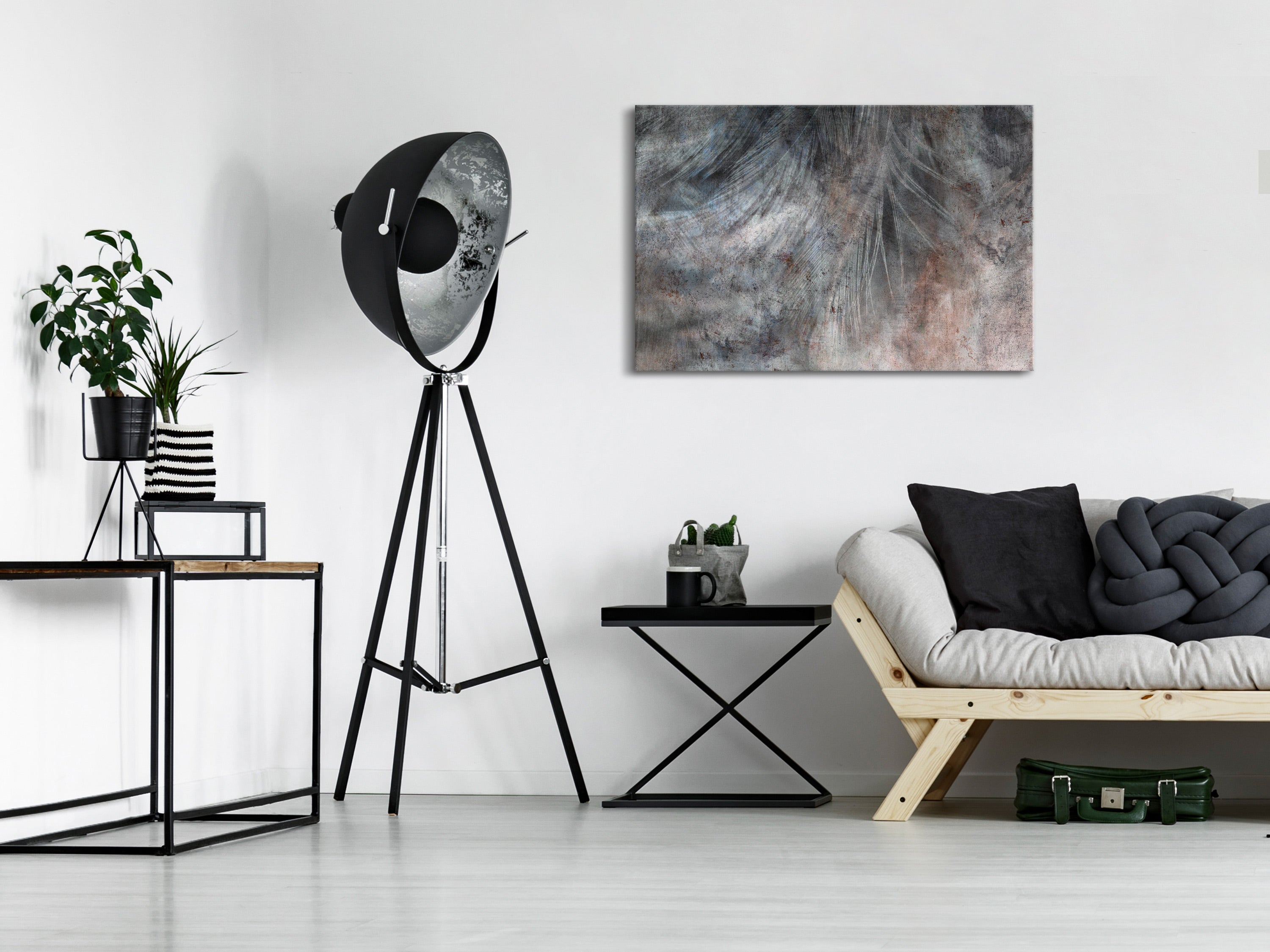 Stylish Grey Feather Canvas Print for Modern Decor