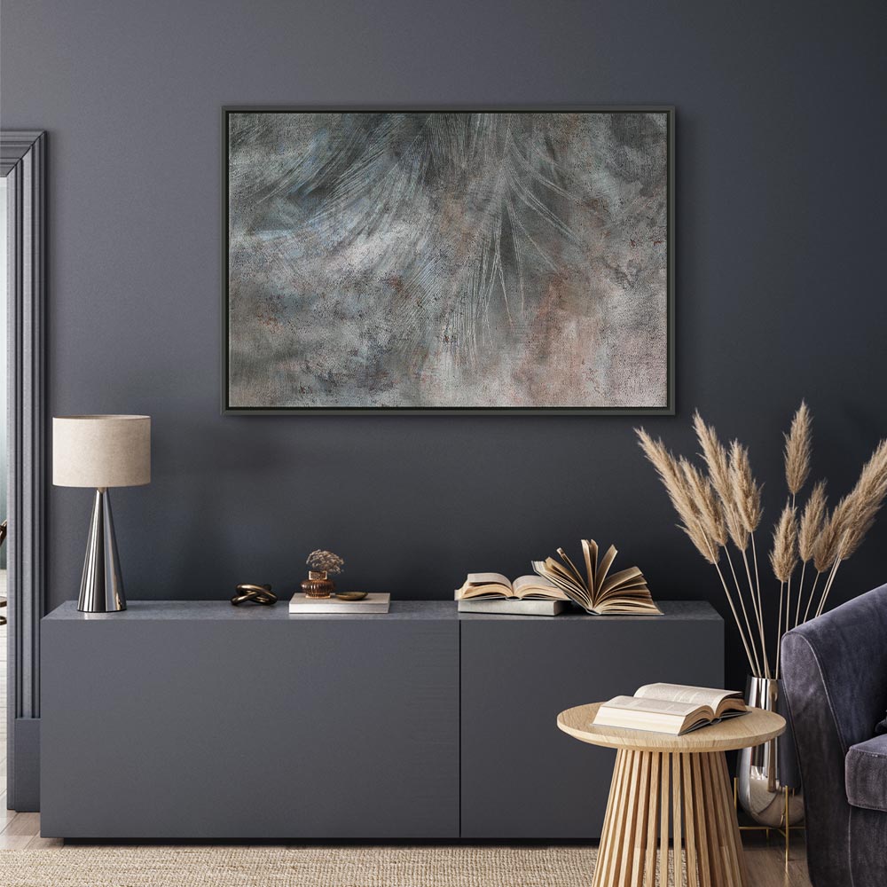 Grey Feather Abstract Texture Canvas Print