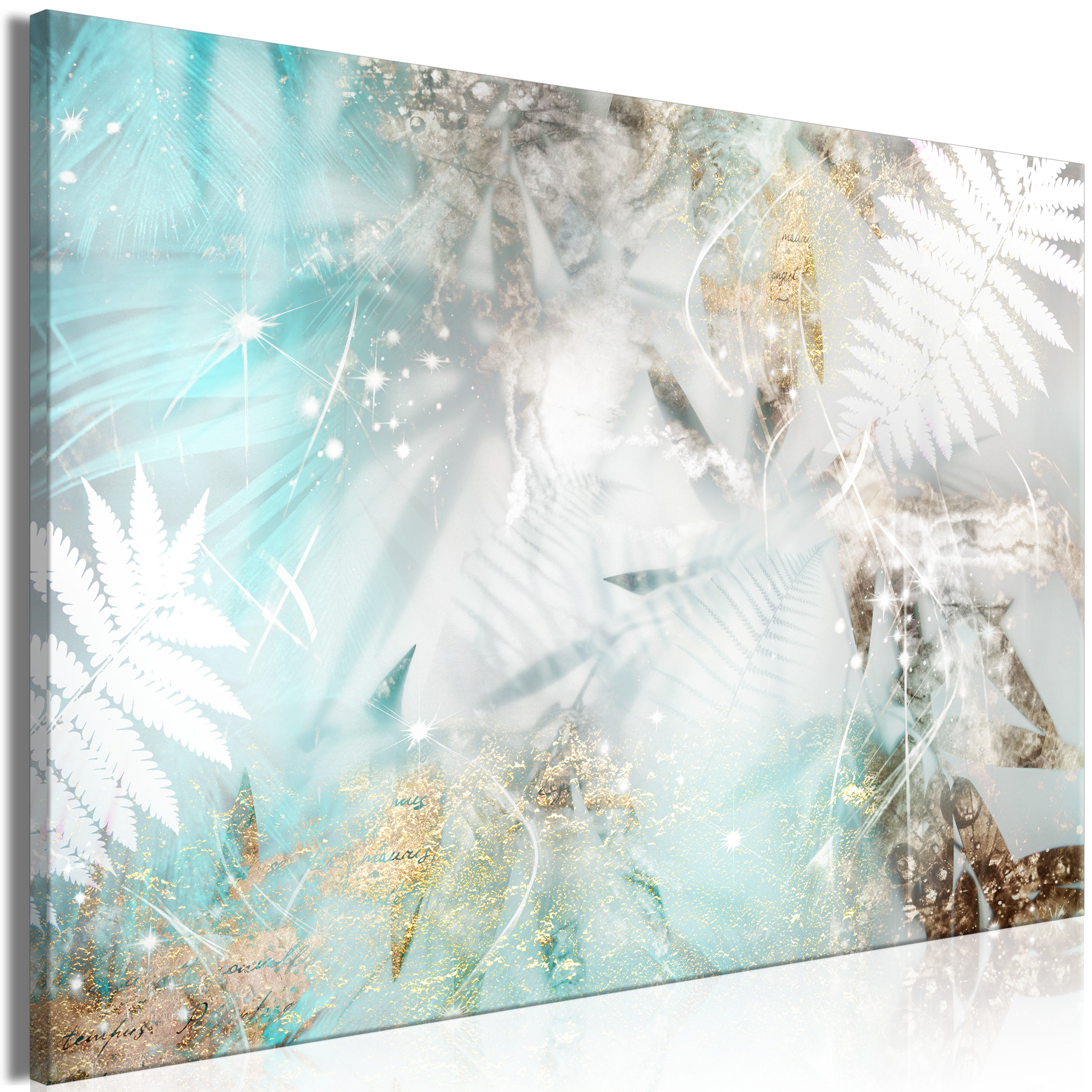 Modern Canvas Print with Leaves and Turquoise Color