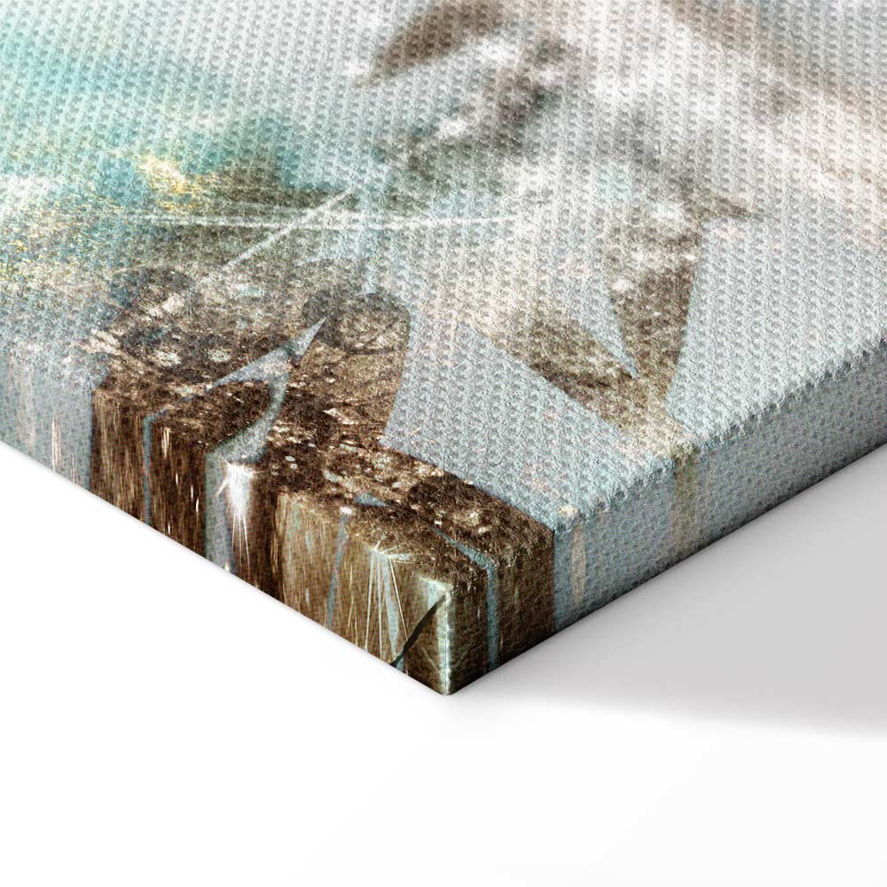 Turquoise Tropical Leaves Contemporary Canvas Print