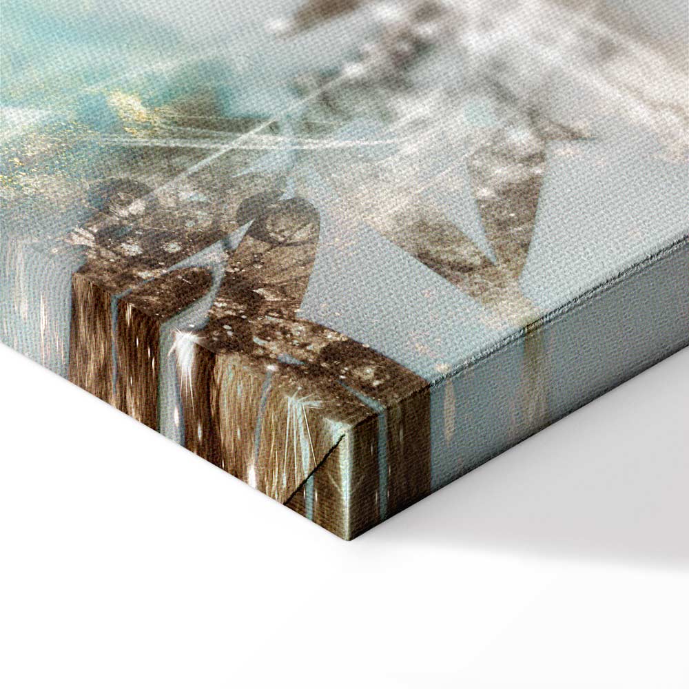 Turquoise Tropical Leaves Contemporary Canvas Print