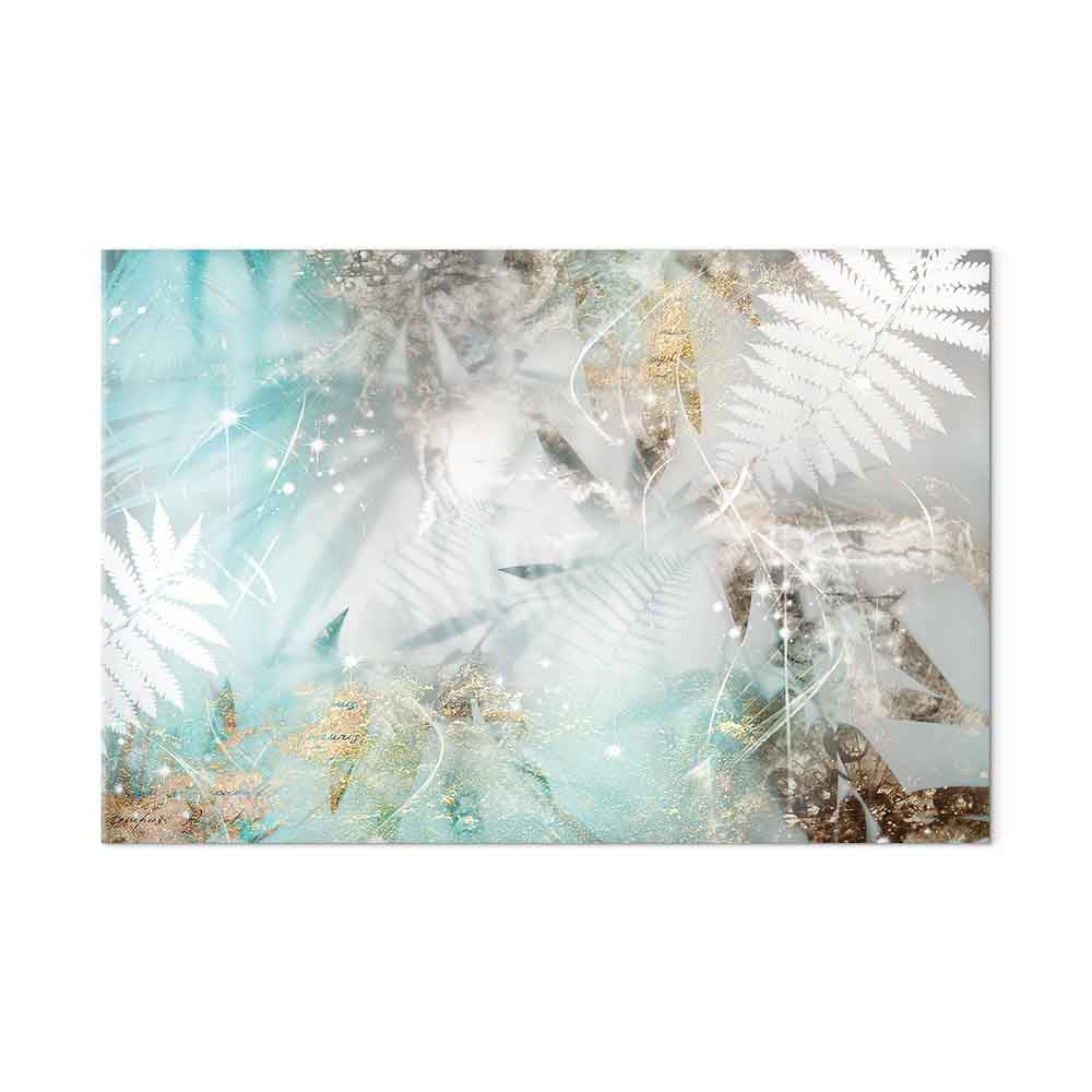 Turquoise Tropical Leaves Contemporary Canvas Print