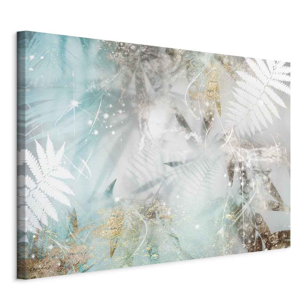 Turquoise Tropical Leaves Contemporary Canvas Print