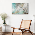 Turquoise Tropical Leaves Contemporary Canvas Print