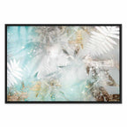 Turquoise Tropical Leaves Contemporary Canvas Print