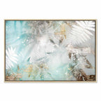 Turquoise Tropical Leaves Contemporary Canvas Print