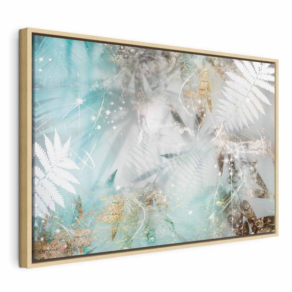 Turquoise Tropical Leaves Contemporary Canvas Print