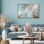 Turquoise Tropical Leaves Contemporary Canvas Print