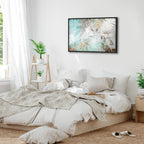 Turquoise Tropical Leaves Contemporary Canvas Print