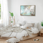 Turquoise Tropical Leaves Contemporary Canvas Print