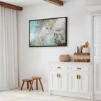 Turquoise Tropical Leaves Contemporary Canvas Print