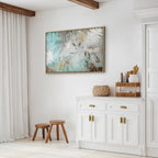 Turquoise Tropical Leaves Contemporary Canvas Print