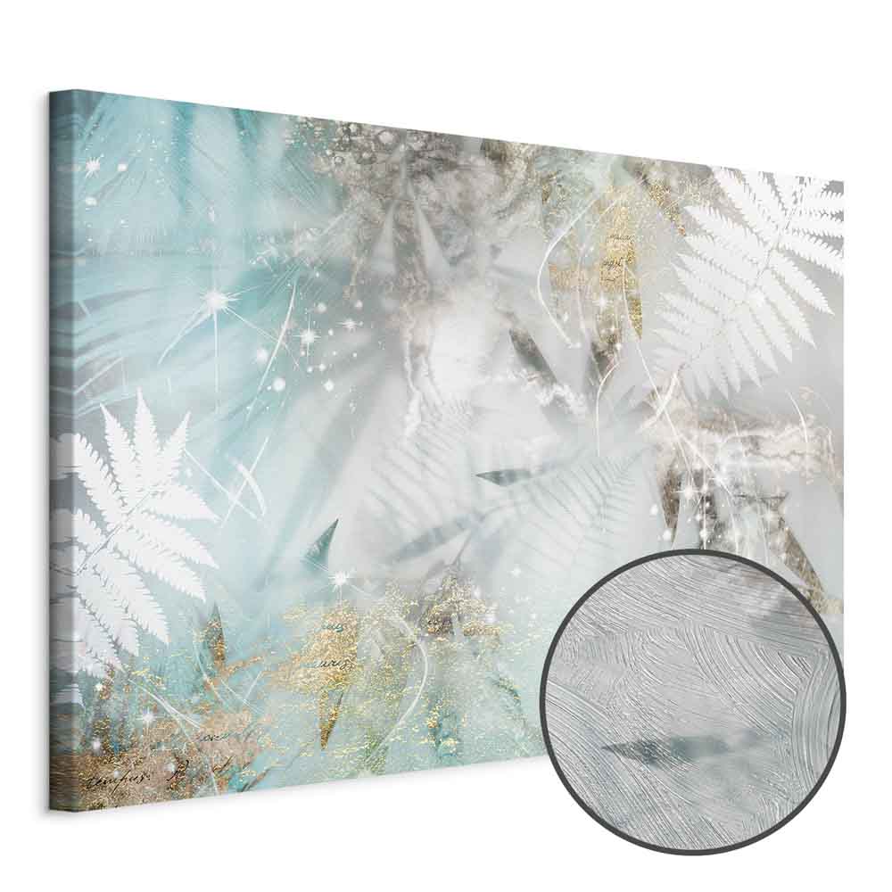 Turquoise Tropical Leaves Contemporary Canvas Print