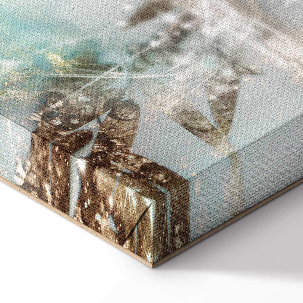 Turquoise Tropical Leaves Contemporary Canvas Print