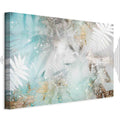 Turquoise Tropical Leaves Contemporary Canvas Print