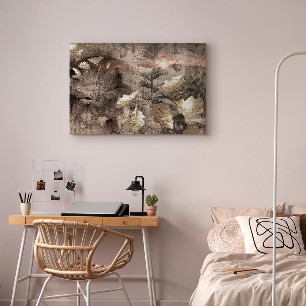 Autumn Leaves Twilight Retro Canvas Print