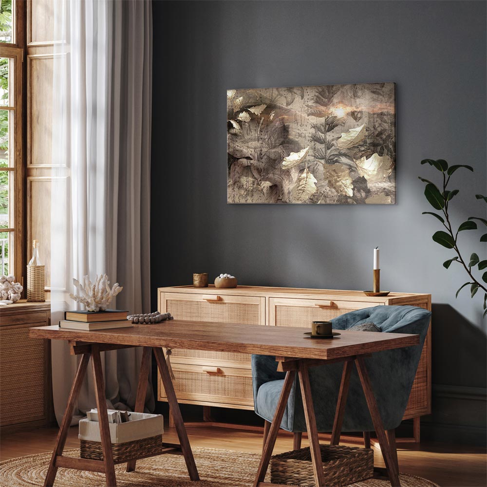 Autumn Leaves Twilight Retro Canvas Print