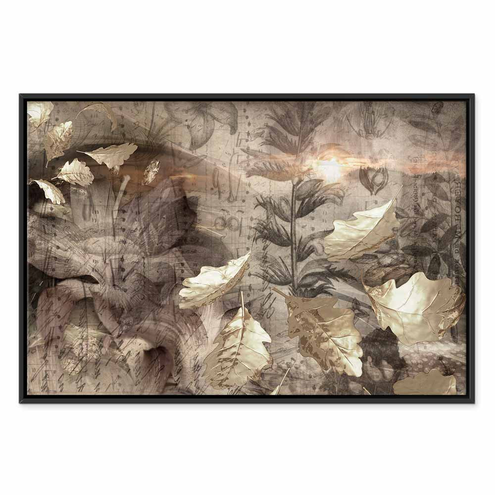 Autumn Leaves Twilight Retro Canvas Print