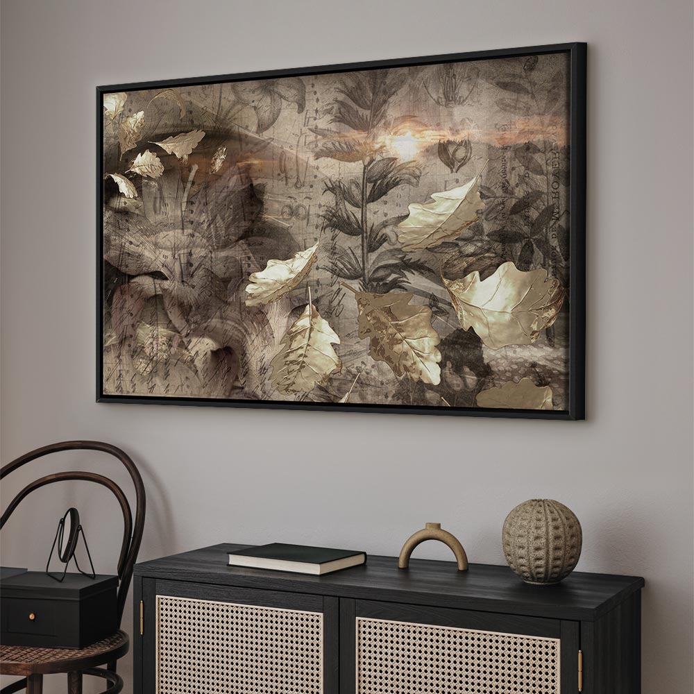 Autumn Leaves Twilight Retro Canvas Print