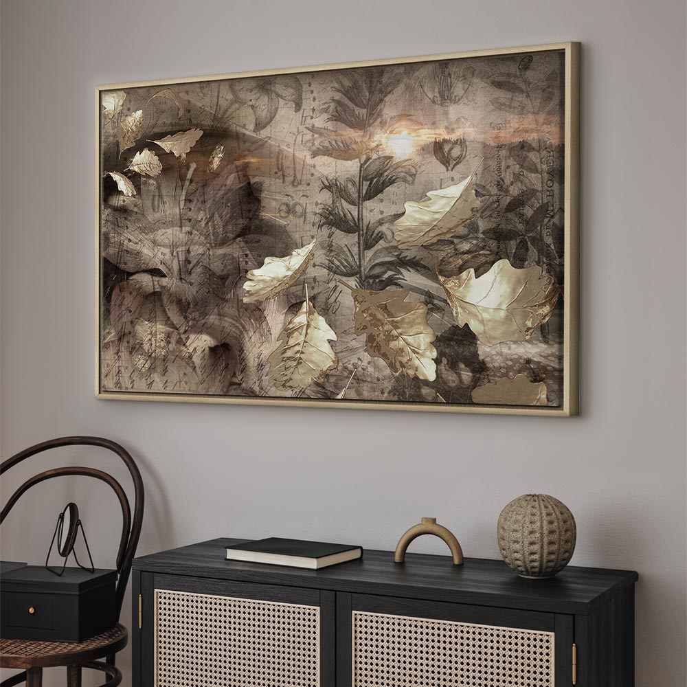 Autumn Leaves Twilight Retro Canvas Print