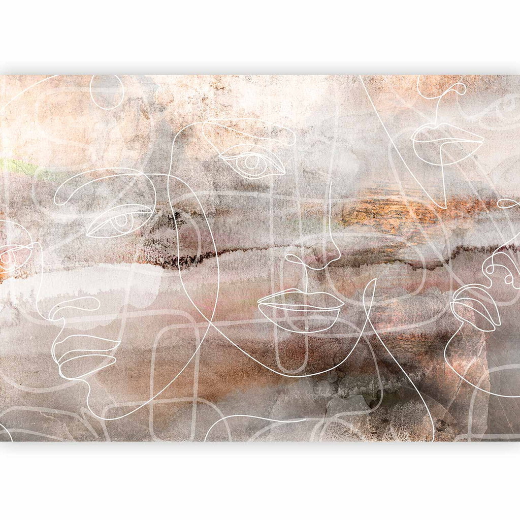 Abstract Wall Mural with Faces