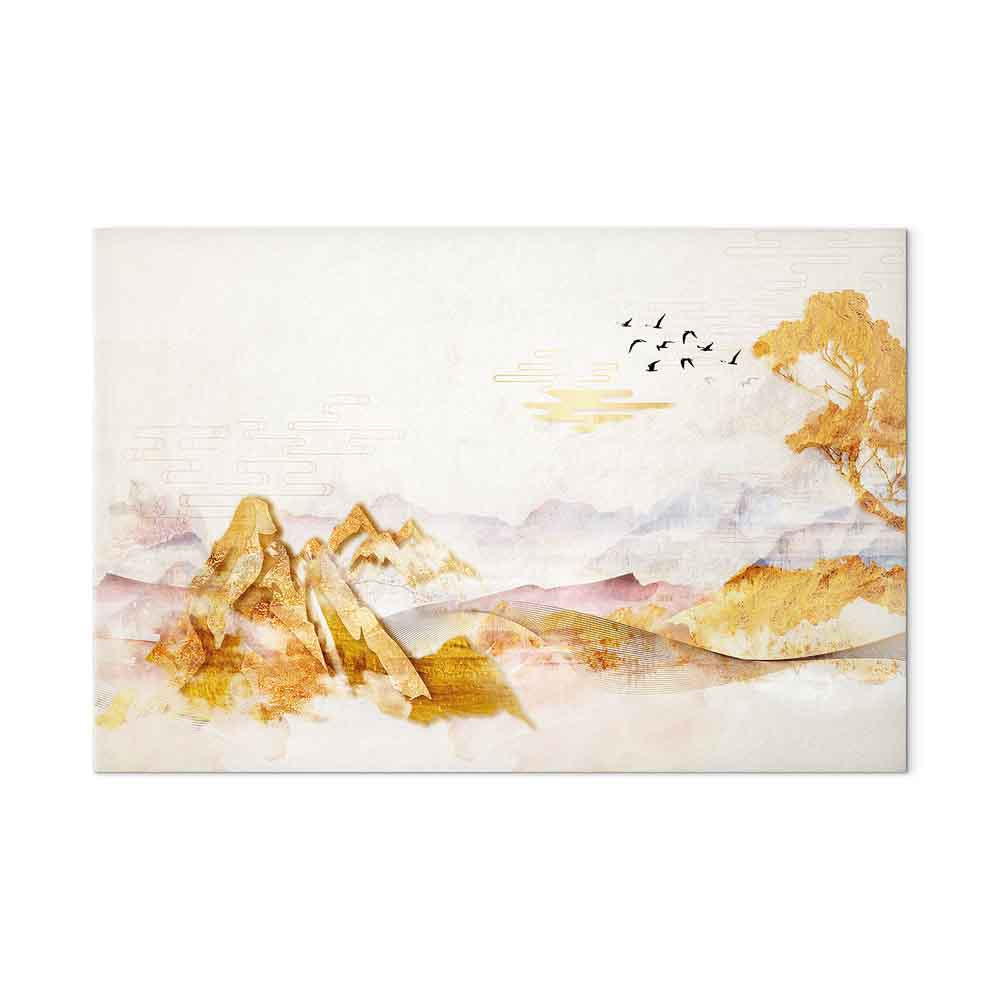 Golden Mountains Abstract Canvas Print