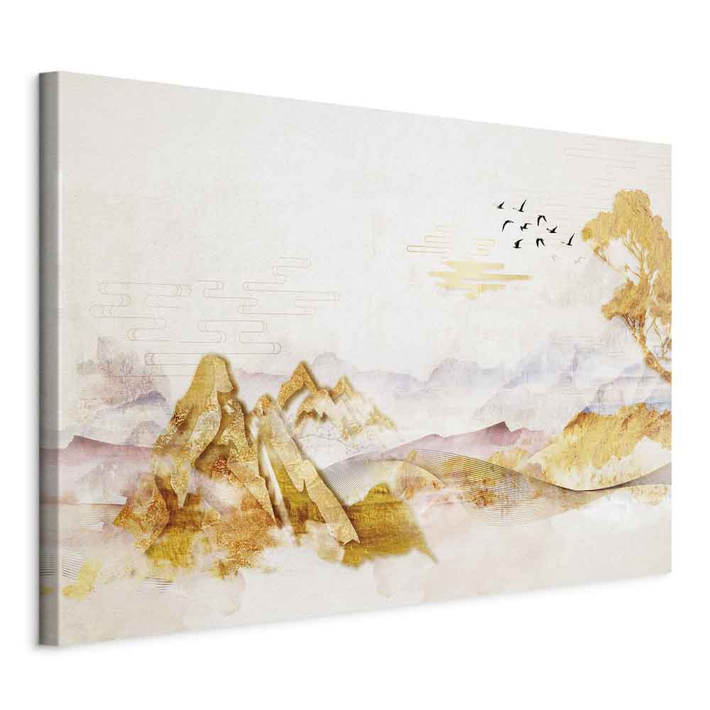 Golden Mountains Abstract Canvas Print
