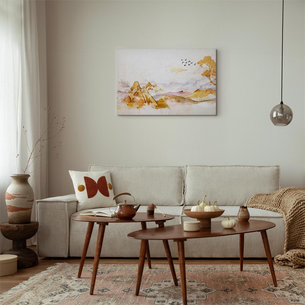 Golden Mountains Abstract Canvas Print