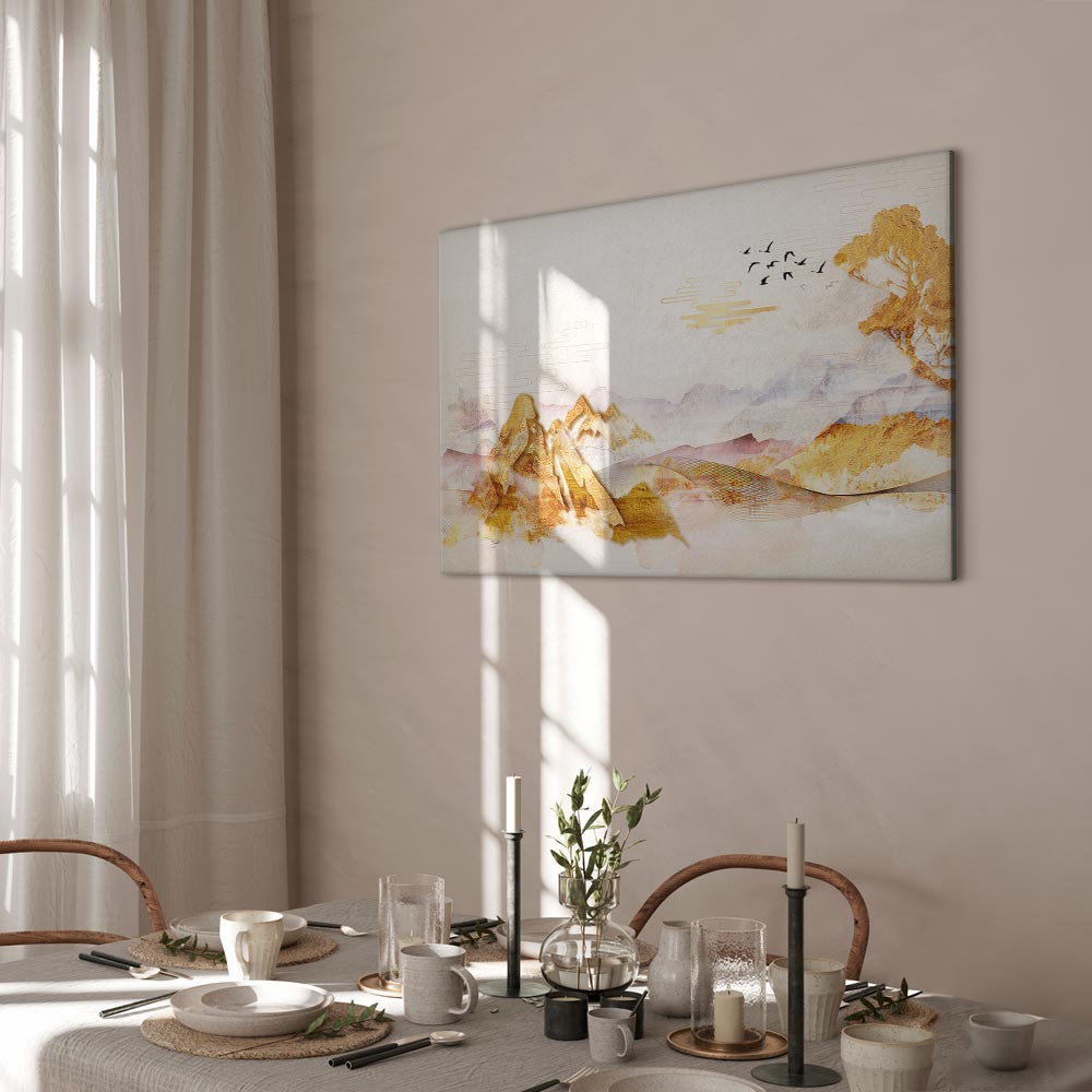 Golden Mountains Abstract Canvas Print