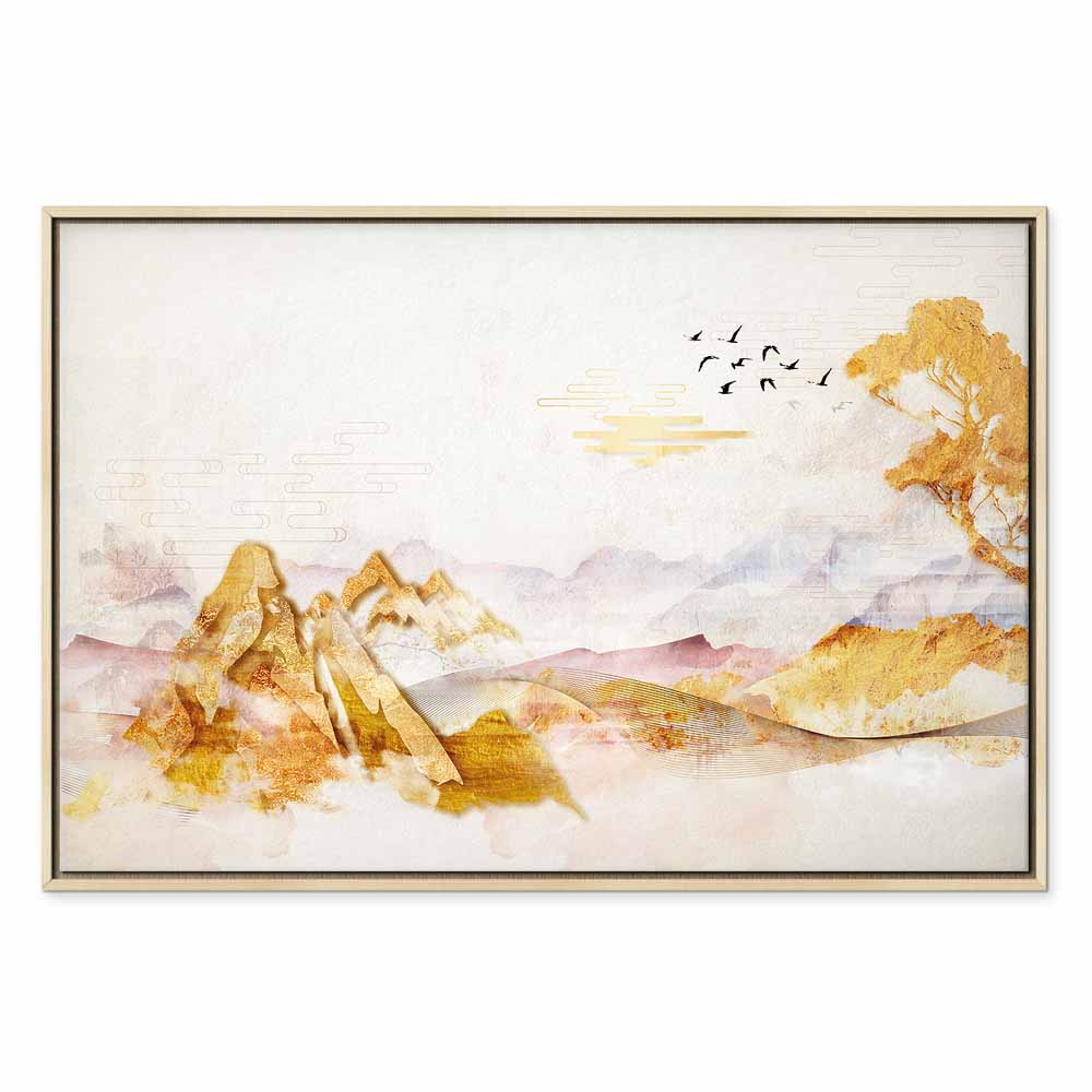 Golden Mountains Abstract Canvas Print