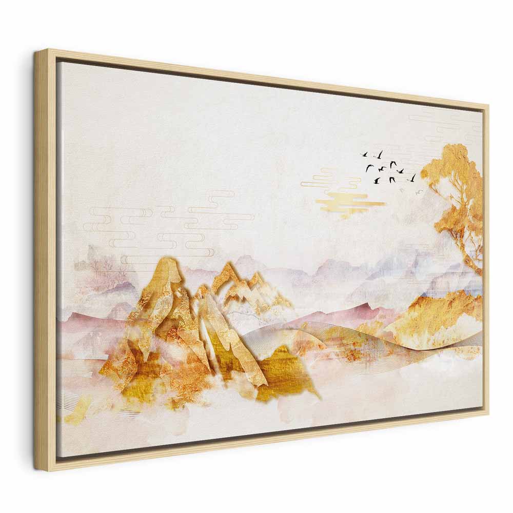 Golden Mountains Abstract Canvas Print