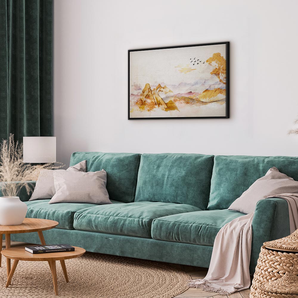 Golden Mountains Abstract Canvas Print