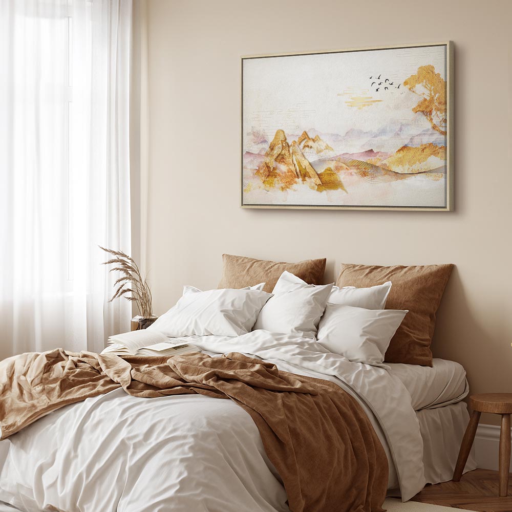 Golden Mountains Abstract Canvas Print