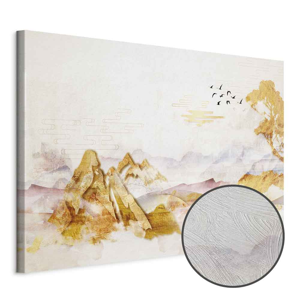 Golden Mountains Abstract Canvas Print